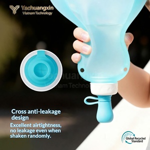 Foldable Silicone <b>Hydration</b> <b>Bladder</b> Water Bottle For Hiking Outdoor Use Durable Anti Leak Design Pink And Blue Colors - Product Image 5