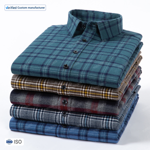 Camicia da uomo a quadri in cotone 100% tinta in filo traspirante Anti Anti-rughe ad asciugatura rapida Anti-Pilling abitudini Homme ODM servizio nuove condizioni - Product Image 5