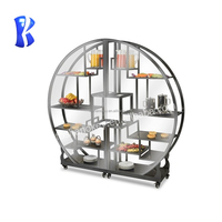 Matériel de restauration commercial d'occasion pour hôtels : Présentoirs et supports de buffet de luxe de grande taille avec roulettes, à vendre