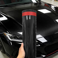 Film de protection PPF noir brillant en fibre de carbone pour voiture, installation à sec, anti-rayures, sans bulles d'air, finition mate/brillante, effet carbone forgé noir