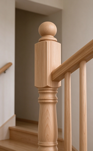 Poste de Escalera de Madera Sólida, Columna de Escalera Tradicional, Artesanía Duradera, Acabado en Roble Blanco - Product Image 2
