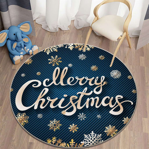 Alfombra de lujo con diseño navideño circular 3D impresa personalizada para sala de estar, decoración del hogar, hecha a máquina, antimicrobiana - Product Image 1