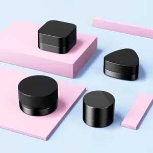 5ml 9ml Thick Black Glass Cube Square Containers Cosmetic Round Concentrate Jars UV Violet Black Jar Container For Wax Oil