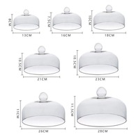 Cloche à gâteau en verre transparent écologique avec poignée à bouton, cloche ronde pour la fraîcheur et l'exposition de pâtisseries et de desserts