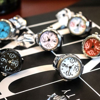 Bague de doigt RisingMoon montre cadran rond élégant bague de doigt à quartz élastique avec montre