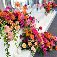 Sunwedding Chemin de Fleurs Artificielles pour Décoration de Mariage, Arrangement Floral en Rangée, pour la Fête des Mères, Pâques, Noël et le Nouvel An