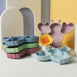 ES-Pro Sevimli BPA İçermeyen Gıda Sınıfı Platin Silikon Bebek Istakoz Tabak Çocuk Yemekleri İçin Mikrodalgada Kullanılabilir Yumuşak Vakumlu Tasarım - Product Image 1