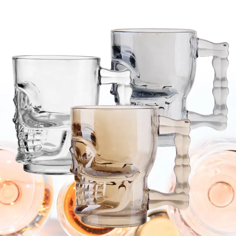18oz Royalex Glass Mug Drinking Beer Mug Glassware Special Ghost Face Shape 500ml Cup Custom Spray Color