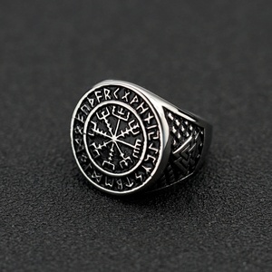 316L Steel Warrior Stainless Steel <b>Ring</b> for Men Vintage Nordic Viking Letters Design for Party or Anniversary - Product Image 4