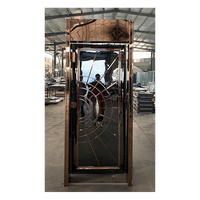 Porte d'entrée principale double en acier noir et or brillant de luxe pour boîte de nuit et bar KTV