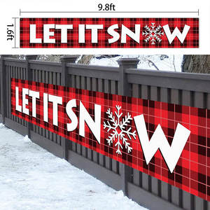 AOZHAN Decoraciones de Navidad Rojo Feliz Navidad Porche Signo Navidad Colgando Hogar Puerta personalizada Banner - Product Image 6