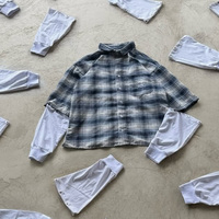 Chemise Flanelle Homme Luxe Orange Délavé Personnalisée Déstructurée Coupe Boxy Courte Ample Manches Longues Entièrement Cristallisée Effet Acide Boutonnée