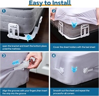 4 pièces de maintien de draps de lit robustes pour les coins avec bandes de verrouillage, adhérence forte, pinces durables, ajustement universel pour le lit, facile à installer