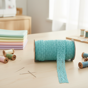 Disponibile Subito: Pizzo Elastico Ricamato Blu Chiaro da 4-5 cm per Lingerie e Accessori per Capelli - Product Image 2