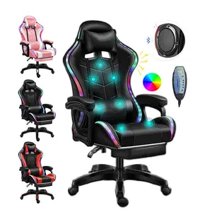 Meilleur RGB Pu cuir oficina bureau course Gamer chaises exécutif pivotant confort ergonomique ordinateur course LED Sillas chaise de jeu