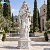 Sculpture élégante en marbre de la Madone et de l'Enfant, statue de la Vierge Marie sculptée à la main, décoration personnalisée pour église, chapelle, jardin commémoratif
