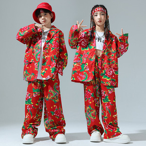 Vêtements tendance style <span class=keywords><strong>chinois</strong></span> pour filles, costume à grandes fleurs du nord-est pour enfants, ensemble de performance, ensemble de danse urbaine pour garçons - Product Image 1