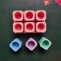 Moule en silicone pour pot à bougie à 3 trous, moule en résine de gypse pour pot de fleurs carré, moule pour gobelet à glace, boîte de rangement, fabrication de moule en plâtre, décoration de la maison