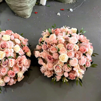 Dekorasi Pernikahan Bola Bunga Mawar Pink Sutra Buket Peony Bunga Artificial Murah Centerpieces Bunga untuk Pernikahan Rumah