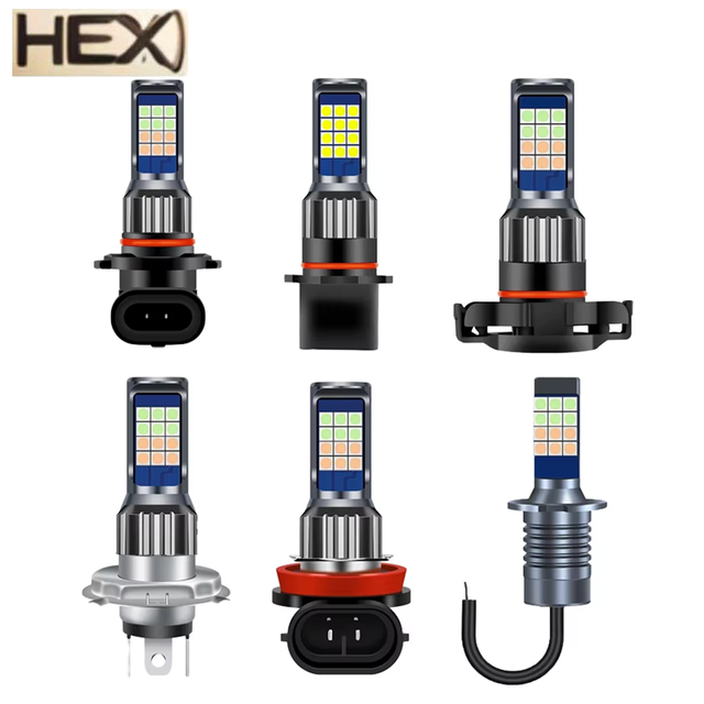 12V LED Car Light Bulb 3030 24SMD Auto Fog Light Dual Color H8 H11 H3 H4 H7 9005 HB3 9006 HB4 H16 P13W Strobe Auto LED Fog Lamp