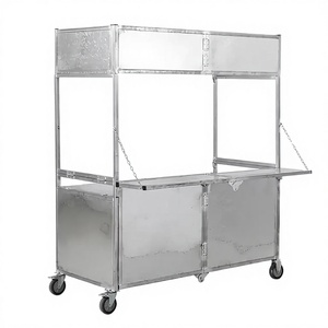 Practical Hot Sale Portable Foldable Stainless Steel Rust Resistant 1.5m Ice Cream Coffee <strong>Food</strong> <strong>Cart</strong> 4-Wheel Trailer Snack <strong>Food</strong> - Product Image 2