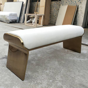 Banc <span class=keywords><strong>de</strong></span> fin <span class=keywords><strong>de</strong></span> <span class=keywords><strong>lit</strong></span> en acier inoxydable pour chambre à coucher luxueuse, banc à chaussures pour salon, style moderne minimaliste, non pliable, personnalisable - Product Image 3
