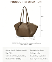 Sac à main pour femme de haute qualité, design tendance, grande capacité, sac à main en cuir véritable de luxe avec fermeture ouverte