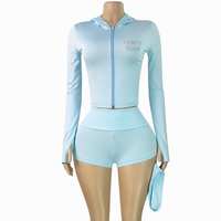 Nouvelle Collection Automne 2026 – Ensemble Lounge 3 Pièces Femme : Sweat à Capuche Zippé, Short Taille Haute, Bandeau – Broderie Personnalisée, Strass, Faible MOQ