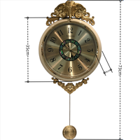Horloge murale vintage européenne avec pendule, décor éléphant en laiton, cadre beige, horloge silencieuse décorative pour villa et hôtel