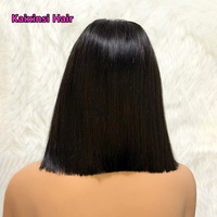 Perruques en cheveux vietnamiens bruts, coupe bob, Super Double Draw SDD, lisses comme des baguettes, avec closure frontale en dentelle HD pour femmes noires