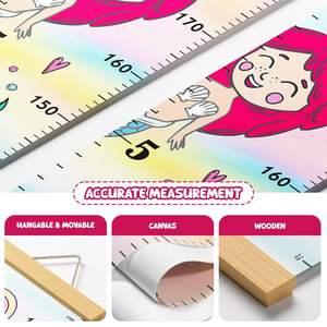 Tabla de crecimiento de <span class=keywords><strong>sirena</strong></span> para niños, tabla de crecimiento de madera para bebés, lienzo de pared, regla de altura, colgante para niños pequeños, decoración de habitación de guardería - Product Image 6