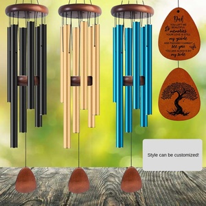 Carillon à vent de style européen et américain, tube en aluminium de 25 pouces, fait à la main, brosse noire, boîte cadeau, mascotte pour cadeau commémoratif - Product Image 2
