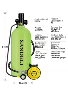 Equipo de Buceo, Cilindro de Oxígeno, Botella de Aluminio para Snorkel, Equipo de Respiración, Tanque de Aire para Buceo de 4L - Product Image 3
