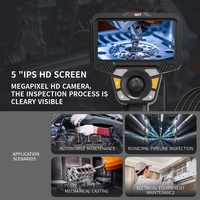 Boroscopio de Video para Motor de Automóvil de 5'' con Manos Libres, Sonda HD de 6 mm, Control de 4 Direcciones, Cámara LED con Clasificación IP67, 4 Horas de Duración