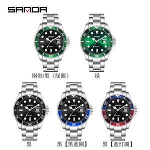Montre à quartz SANDA <span class=keywords><strong>de</strong></span> luxe pour hommes d'affaires, cadran en verre vert 42 mm, bracelet en acier inoxydable 20 mm, étanche, date lumineuse - Product Image 3