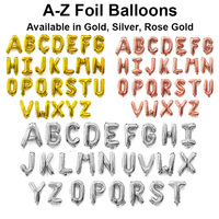 Ballons en feuille de 32 pouces en forme de lettres A-Z avec carte individuelle Or, Argent, Or rose pour la décoration de fêtes d'anniversaire et de mariages