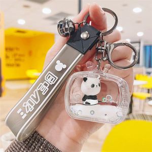 2023 New Cute Acrylic Keyring <b>Key</b> Chain <b>Ring</b> Oil Floating Little Bear Bubble Boba Quicksand Milk Tea Cup Liquid Keychain - Product Image 1