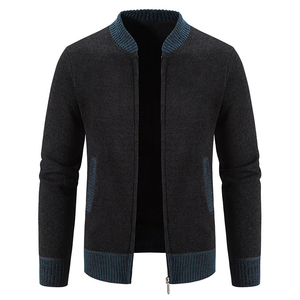 Cappotto Cardigan in maglia di Cashmere invernale con Logo personalizzato con cerniera da <span class=keywords><strong>uomo</strong></span> in cotone aderente <span class=keywords><strong>maglione</strong></span> lavorato a maglia da <span class=keywords><strong>uomo</strong></span> - Product Image 3
