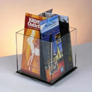 Exhibidor Giratorio de Acrílico Transparente A4 Personalizado al por Mayor, Soporte de Mostrador para Folletos con Rotación de 360°, Fabricante - Product Image 1