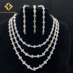 Bijoux Hip Hop Iced Out <span class=keywords><strong>en</strong></span> Argent 925, <span class=keywords><strong>Croix</strong></span> de 3 mm et 4 mm avec Chaîne Tennis <span class=keywords><strong>en</strong></span> Argent 925, Moissanite VVS pour Hommes et Femmes - Product Image 4