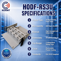 KEXINT Panneau de brassage fibre optique haute densité 3U 19 pouces 288 fibres, boîtier coulissant MPO MTP avec 12 modules cassette HD-07