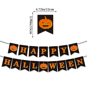 Bannière décorative noire HAPPY HALLOWEEN avec panneau citrouille pour décoration intérieure et extérieure, cheminée, fête à thème Halloween - Product Image 2