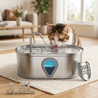 Dispensador de Agua para Mascotas (Perros y Gatos) de 3.5L, Acero Inoxidable 304, Bomba Silenciosa, Circulación Automática, Diseño Desmontable para Uso en Interiores/Exteriores