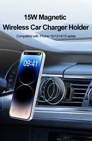 Nouveau support de téléphone magnétique sans fil à chargement rapide 15W à faible température pour grille d'aération de voiture 2026, rotation 360° °   Rotatif avec indicateur LED pour iPhone 15
