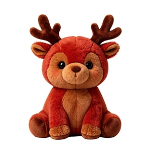 Renna Luminosa di Natale, Peluche Super Morbido, Classico Colore Marrone Caramello, <span class=keywords><strong>Corna</strong></span> e Naso Luminosi, Decorazione Festiva, Confezione Regalo - Product Image 1