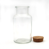 Bocaux en verre d'apothicaire transparents de 150 ml, 250 ml, 500 ml, flacons de réactifs de laboratoire et bouchons en liège, vente en gros