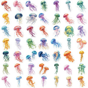 50pcs Transparent Sea Life Beautiful Jellyfish Waterproof PET <strong>Stickers</strong> Laptop Tablet Book <strong>DIY</strong> Handbooks Decoration - Product Image 4