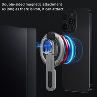 Support de téléphone universel rotatif à 360° en alliage d'aluminium magnétique double face avec anneau souple et bouton de fixation anti-stress