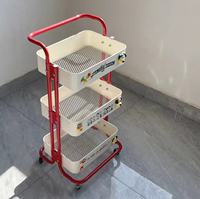 Étagère de rangement sur roulettes, sur pied, trois niveaux, mobile, style non pliable, étagère de rangement de cuisine, chariot de rangement pour collations