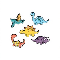 Broche en alliage de petit dinosaure de dessin animé mignon, Pterodactyle, Triceratops, épingle de col ; Badge de dinosaure émaillé, Vente en gros